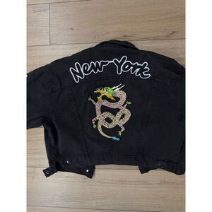 New York Dragon Jean Jacket Boom Boom Jean M Medium Jacket  Black Bomber